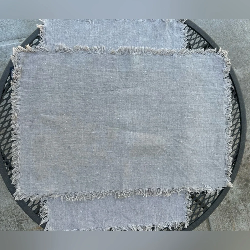 Linen Me Set of 2 Placemats Natural Terra Fringed Edge 14
